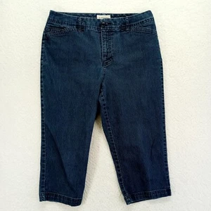 St Johns Bay Secretly Slender Jeans Womens 12 Blue Capri Stretch Denim Dark 32 - Picture 1 of 12