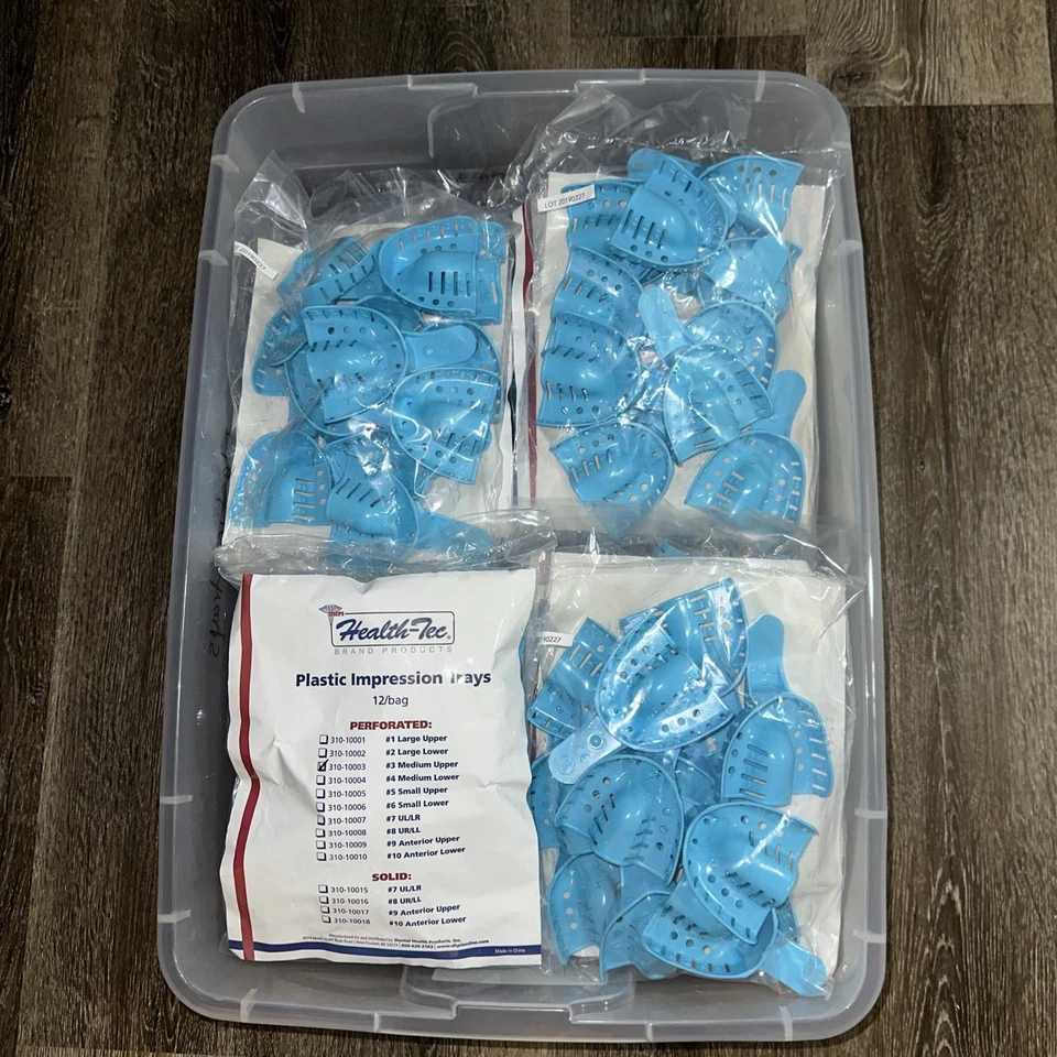 12 bandejas de impresión dental de plástico selladas Health-Tec #3 medio superior (50 x 60 mm) Foto 1 de 4