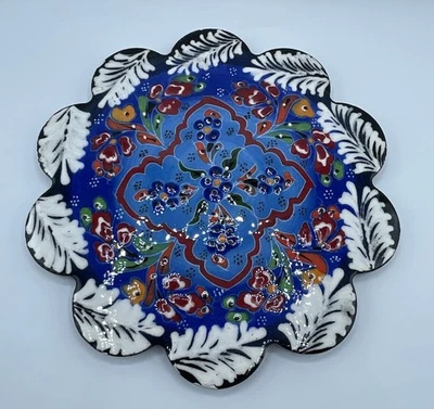 Tile Trivet/Hot Pad Blue White Floral w/ Padded Bottom Made in Turkey - Image 1 of 3