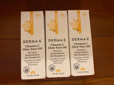 Lot Of 3 Derma E Vitamin C Glow Face Oil 1.0 Fl Oz Each New - Image 1 of 4