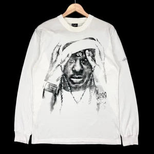 Y2K Sean John Tupac Rhinestone Rap Tees White Long Sleeve L - Picture 1 of 9