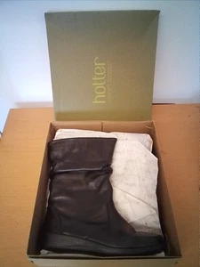 Hotter Ladies Black Jade Jadex Leather Calf Boots size UK 7.5 - Picture 1 of 8