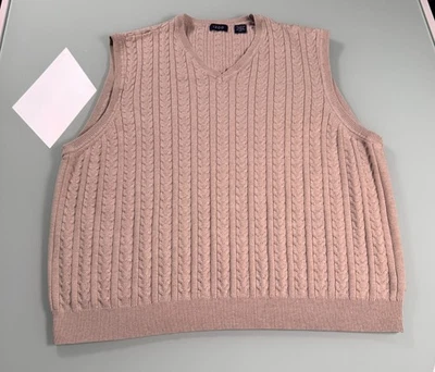Chaleco Suéter Izod Cuello en V Para Hombres XXL Beige Claro 100% Algodón Tejido con Cable Foto 1 de 4
