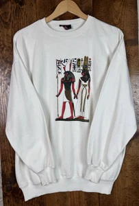 Vintage Egyptian Sweatshirt Large Pharao Couple Hieroglyphen Pullover History - Bild 1 von 12