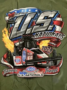 CAMISETA EVENTO NHRA DRAG RACING OFICIAL 2024 NACIONALES DE EE. UU. verde talla grande - Imagen 1 de 4