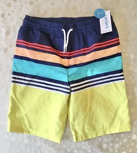 Carter's Multicolored Stripe Drawstring Swim Trunks Size 8 UPF 50+ Shorts NEW - Picture 1 of 10