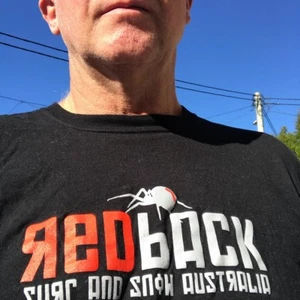 Redback T shirt. Black. Size large. Redback Surf & Snow. Rusky logo print. - Picture 1 of 1