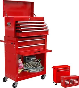 Detachable Rolling Tool Chest Cabinet with Wheels & Drawers Tool Storage Cabinet - Picture 1 of 10