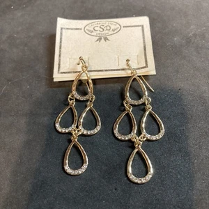 Catherine stein design gold tone crystal drop earrings b87 2” - Picture 1 of 4