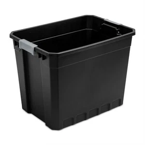 Sterilite 27 Gal Rugged Industrial Stackable Storage Tote w/ Lid, Black, 4 Pack - Picture 1 of 8