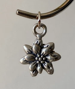 Vintage Poinsettia Flower Spring Winter Sterling Silver Charm Pendant - Picture 1 of 4