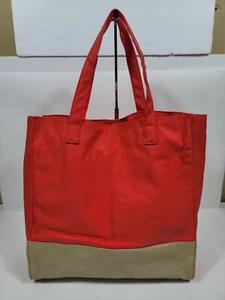 Old Navy Womens Faux Leather Shoulder Tote Bag Orange Tan Single Snap Closing - Picture 1 of 15