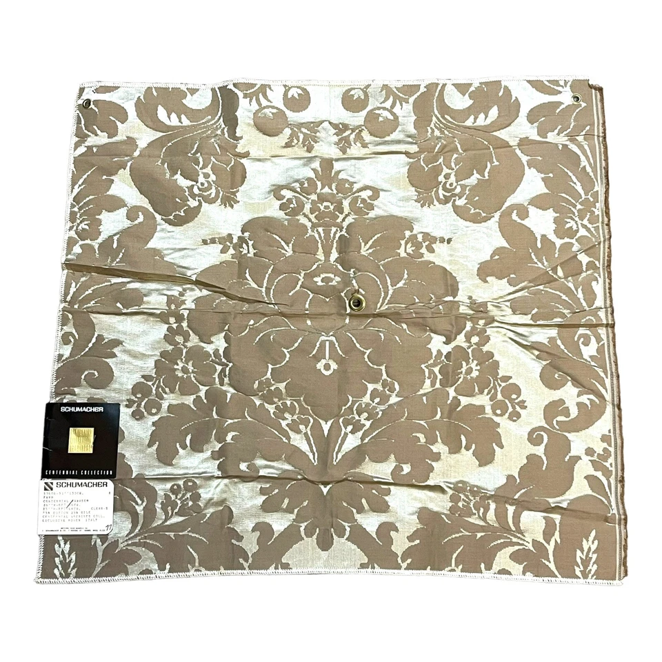 SCHUMACHER Fabric Sample Fawn Centennial Damask 75% Cotton 25% Silk 23” X 25” - Image 1 of 4