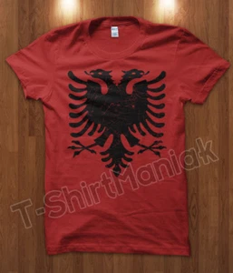 T-Shirt Maglietta Albania Bandiera Albanese aquila 2 teste Flag Uomo S M L XL - Foto 1 di 1