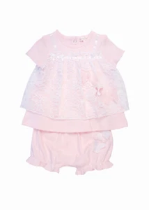 MINTINI BABY GIRLS PALE PINK & CREAM LACE TOP & KNICKERS 9-12 12-18 MONTHS BNWT - Picture 1 of 1