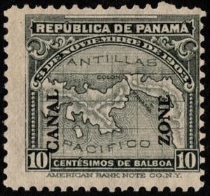 Canal Zone Stamp Scott # 37 Mint NH F-VF - 10 Cents Gray Map of Panama Issue - Picture 1 of 1
