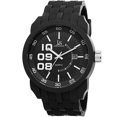 Nuevo Reloj Hombre Joshua & Sons JS63BK Deportivo Cuarzo Fecha Todo Negro Correa Silicona Foto 1 de 4