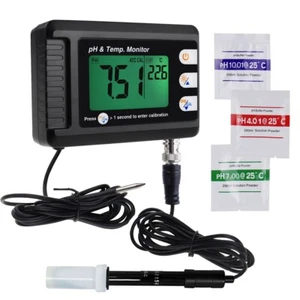 Combo pH & Temperature Meter Thermometer Replaceable BNC pH Electrode Monitor - Picture 1 of 9