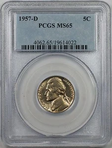 1957-D Jefferson Nickel 5c Coin PCGS MS-65 1B - Picture 1 of 2