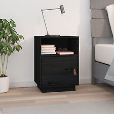 Bedside Cabinet Black 40x34x55  Solid Wood Pine D6Q8