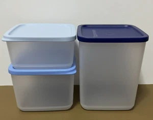 Tupperware Set Conservazione Alimenti Quadrato Rotondo Impilabile Basic Brights Blu Guarnizioni Nuovo - Foto 1 di 1
