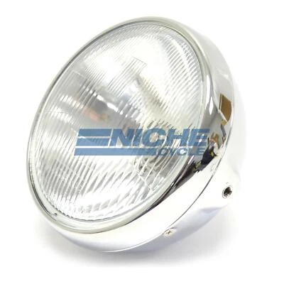 Universal 7" Headlight Sealed Beam Chrome Complete Side Mount DOT - Image 1 of 4