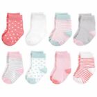 Touched by Nature Organic Basic Socks, 8-Pack, Coral and Mint