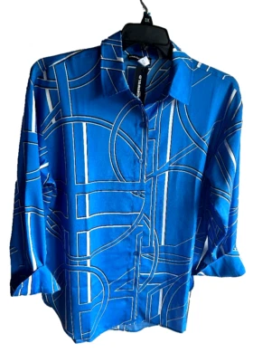 NWT $89 KARL LAGERFELD PARIS Button Front Polyester blouse Size MED - Image 1 of 4