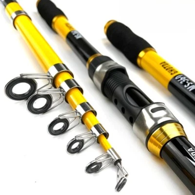 Carbon Fiber Fishing Rod/Rod Reel Combos Portable Telescopic Fishing Pole 13BB - Image 1 of 4