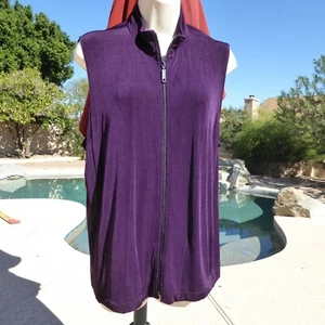 Chico's Purple Full Zip Vest Jacket Slinky Top Sleeveless L - Picture 1 of 11