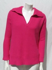 NEW $115 LRL RALPH LAUREN Pink Cotton +Chunky Knit Pullover Sweater Top sz US S - Picture 1 of 5