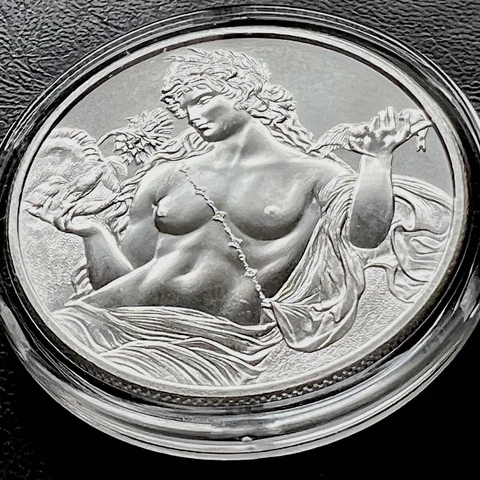 Edoardo Gioja “Summer” Four Seasons Italian Painting 1 Oz .999 Fine Silver Round Cover