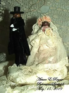 Braut & Bräutigam Figur Viktorianischer Stil Spitze HANDGEMACHT HOCHZEITSTORTE TOPPER Dekor - Bild 1 von 6