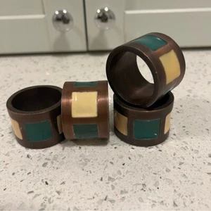 VINTAGE Copper with Resin Inlay Napkin Rings | Set of 4 | 2" Diameter - Bild 1 von 6