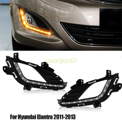 Luz de circulación diurna LED DRL parachoques lámpara antiniebla 2 piezas para Hyundai Elantra 2011-2013 Foto 1 de 4