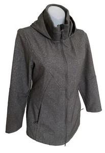 CHAMPION WOMENS SOFTSHELL JACKET,HOODED,FULL ZIP,LARGE,GRAY COLOR,KNEE LENGTH. - Picture 1 of 12