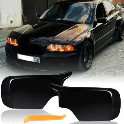 2X M Stil Spiegelkappen Gehäuse Für BMW 3er E46 Limo Touring 98-05 Glanz Schwarz - Bild 1 von 4