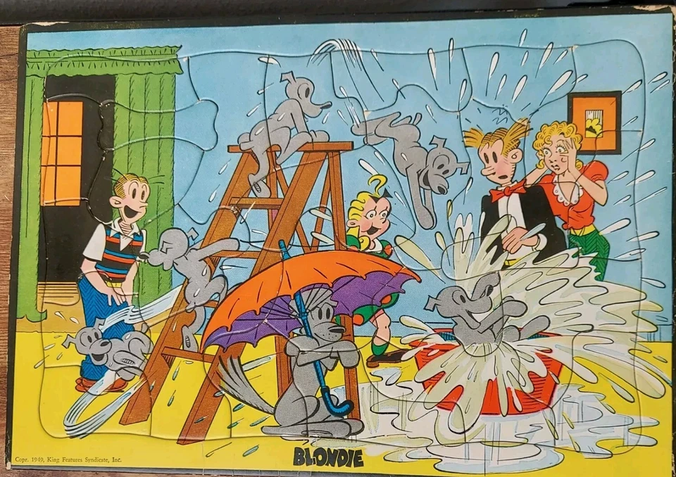 Rompecabezas Built-Rite 1949 Blondie Dagwood marco bandeja madera cómic MCM de colección Foto 1 de 4