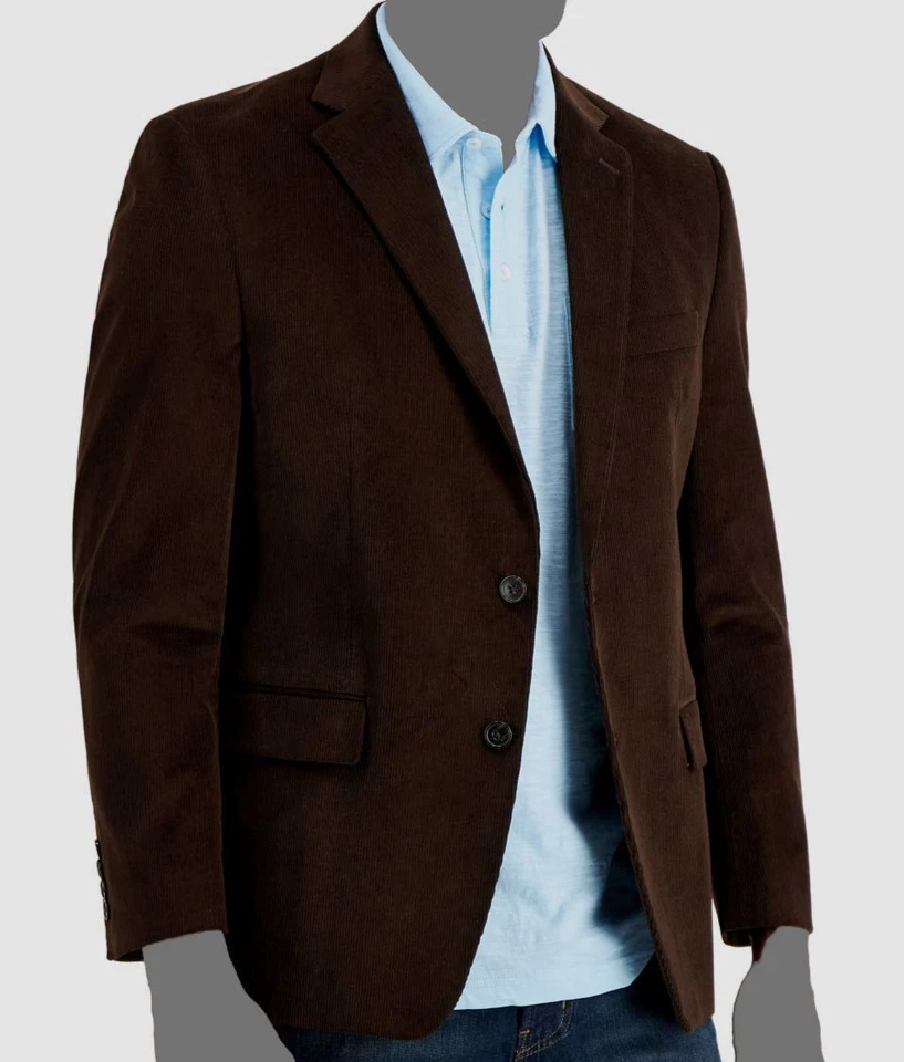 $295 Alfani Para hombres Marrón Pana Ajuste Clásico Blazer Abrigo Deportivo Traje Chaqueta 42R Foto 1 de 1