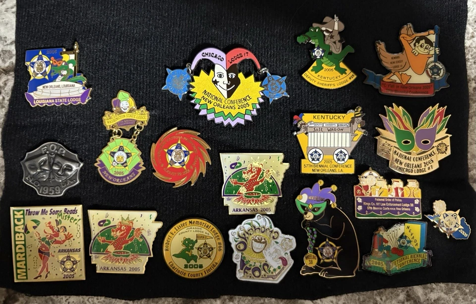 Lote de prendedores Fop Fraternal Order of Police 2005. 18 pines incluidos. Nueva Orleans 2005 Foto 1 de 3
