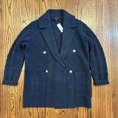 ¡NUEVO CON ETIQUETAS! Suéter Cárdigan Ann Taylor MED Night Sky Cable Doble Pecho Abotonado Foto 1 de 4