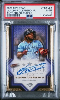 2023 Topps Five Star Vladimir Guerrero Jr Purple Autograph /50 Blue Jays POP 1 - Image 1 of 4