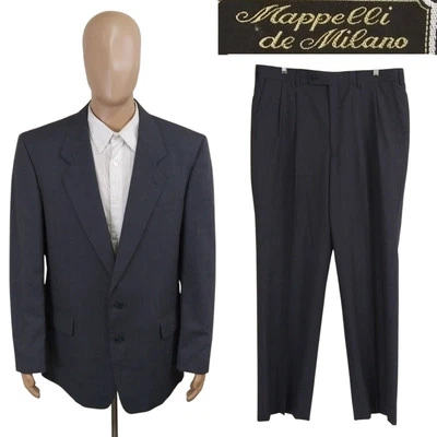 Traje De Lana Vintage Años 90 Mappelli De Milano Gris Glen Cuadros Rojo 43L 36X33 Foto 1 de 4