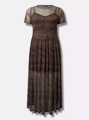 Torrid Maxi Mesh Leopard T Shirt Dress NWT New 2X - Image 1 of 4