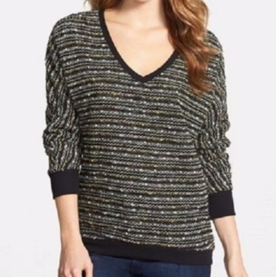 Sanctuary Women's Marled Knit Wool Blend V-Neck Sweater Black S - Image 1 of 4