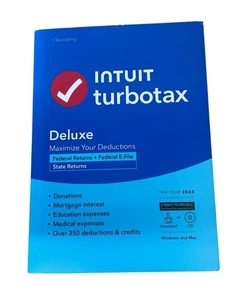 TurboTax Deluxe 2023 Tax Software, Federal Returns + Federal E-File (A244) - Picture 1 of 3