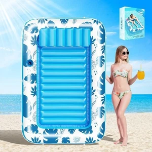 Aufblasbarer Bräunungspool Schwimmer groß rechteckig Poolliege Schwimmer für Erwachsene - Bild 1 von 8