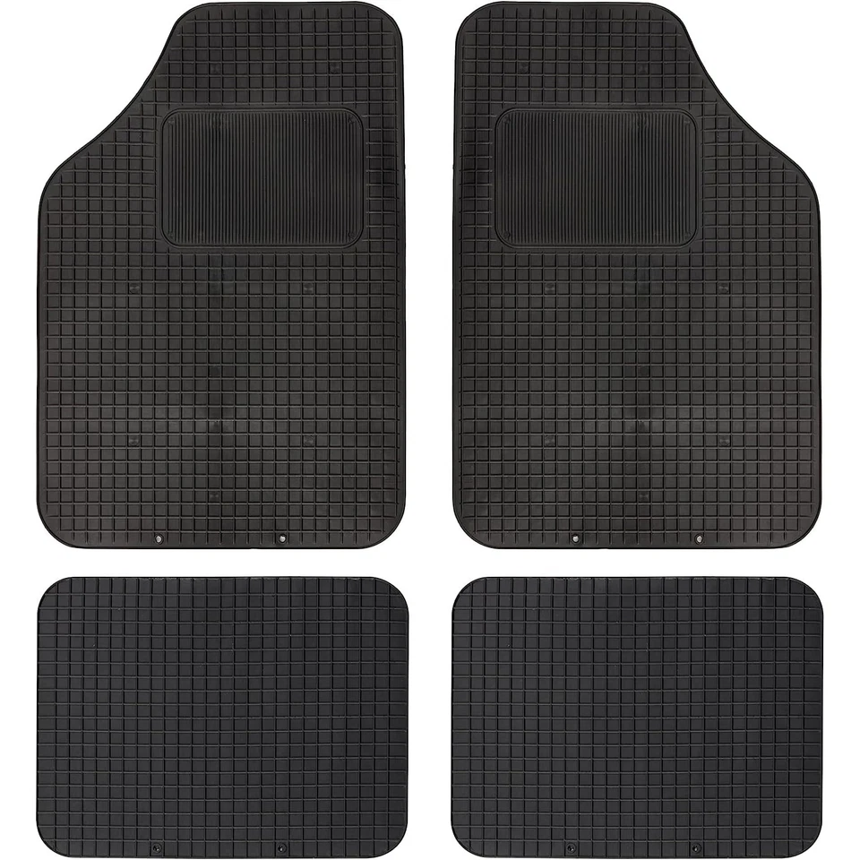 Tappetini Auto Gomma Universali Set 4 Pezzi Ritagliabili PVC Impermeabili - Immagine 1 di 4