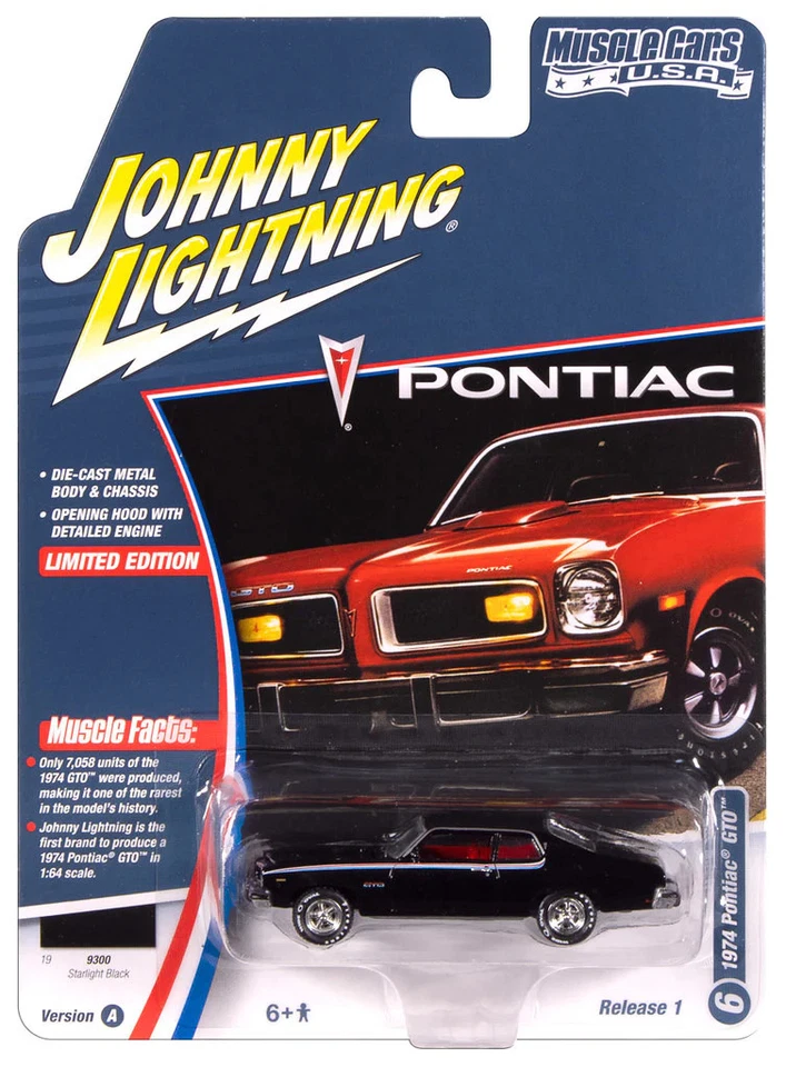 Pontiac GTO Black Johnny Lightning Muscle Cars 1974 USA scala 1:64 - Immagine 1 di 1
