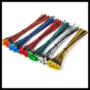 Hobby LED 8" Pre-Wired LEDs 3-12 Volt DC Pick COLOR + SIZE 1.8mm 3mm 5mm 10mm - Picture 1 of 15